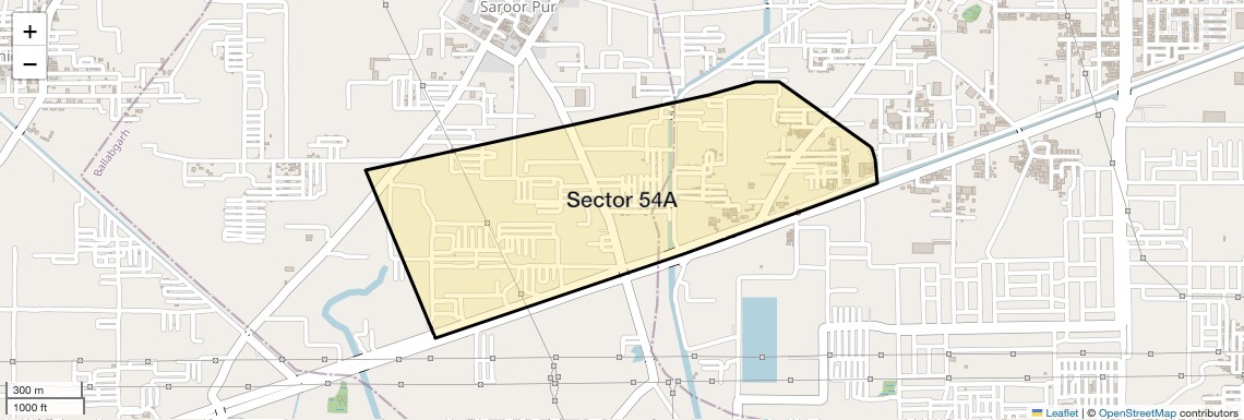 Location Map of Sector 54A, Faridabad