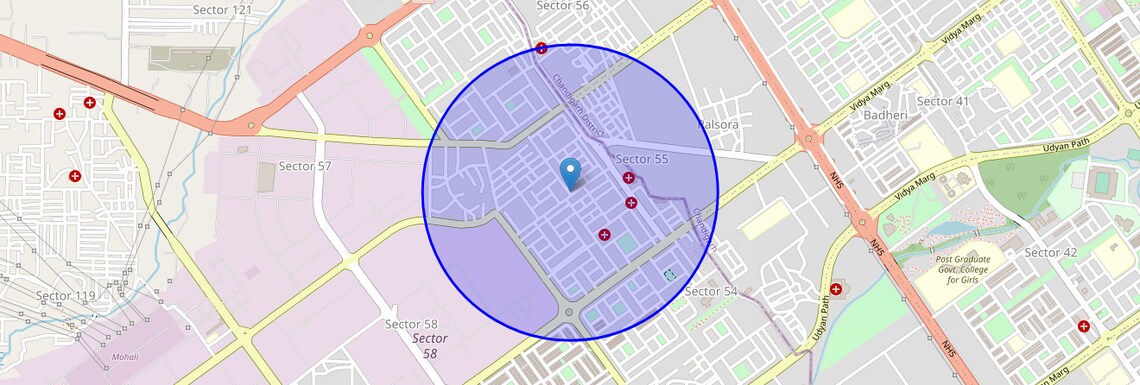Location Map of Sector 55, Chandigarh