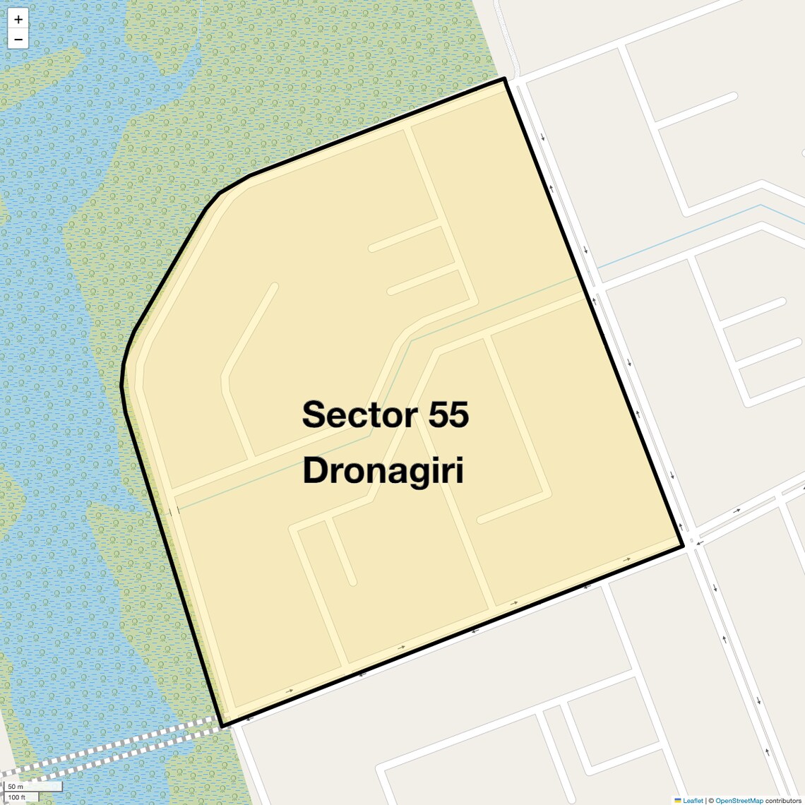 Location Map of Sector 55 Dronagiri, Navi Mumbai