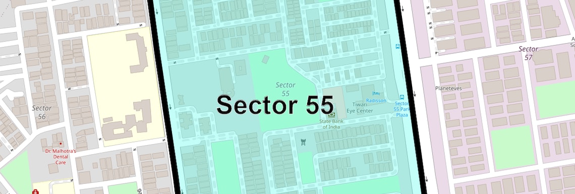 Location Map of Sector 55, Noida