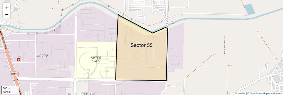 Location Map of Sector 55, Sonipat