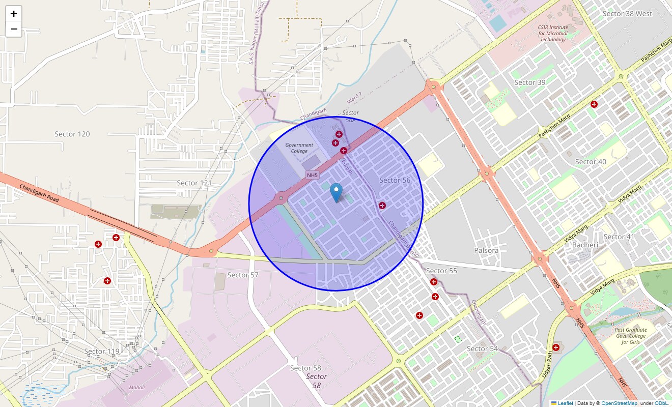 Location Map of Sector 56, Chandigarh