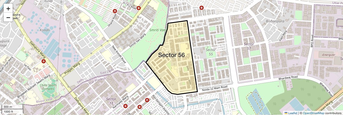 Location Map of Sector 56, Noida