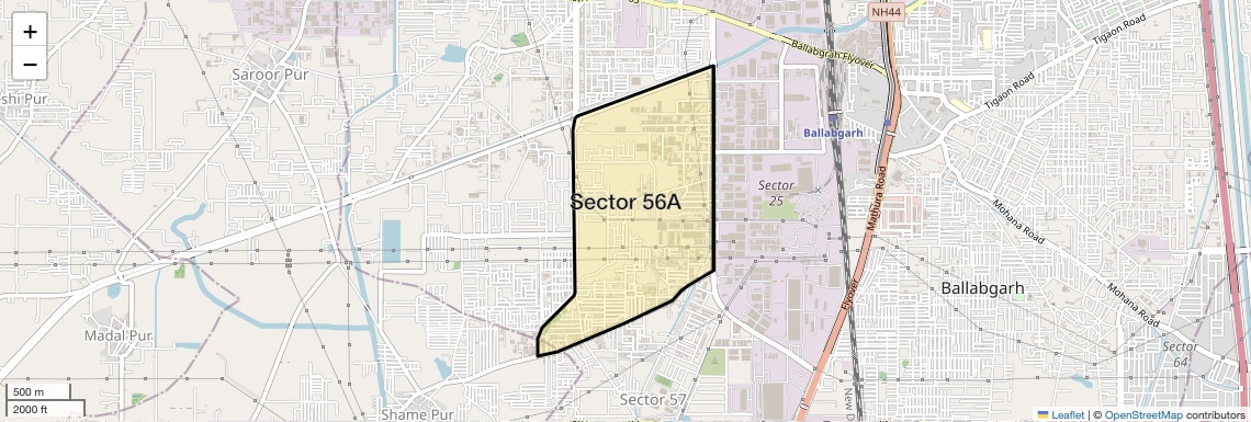Location Map of Sector 56A, Faridabad