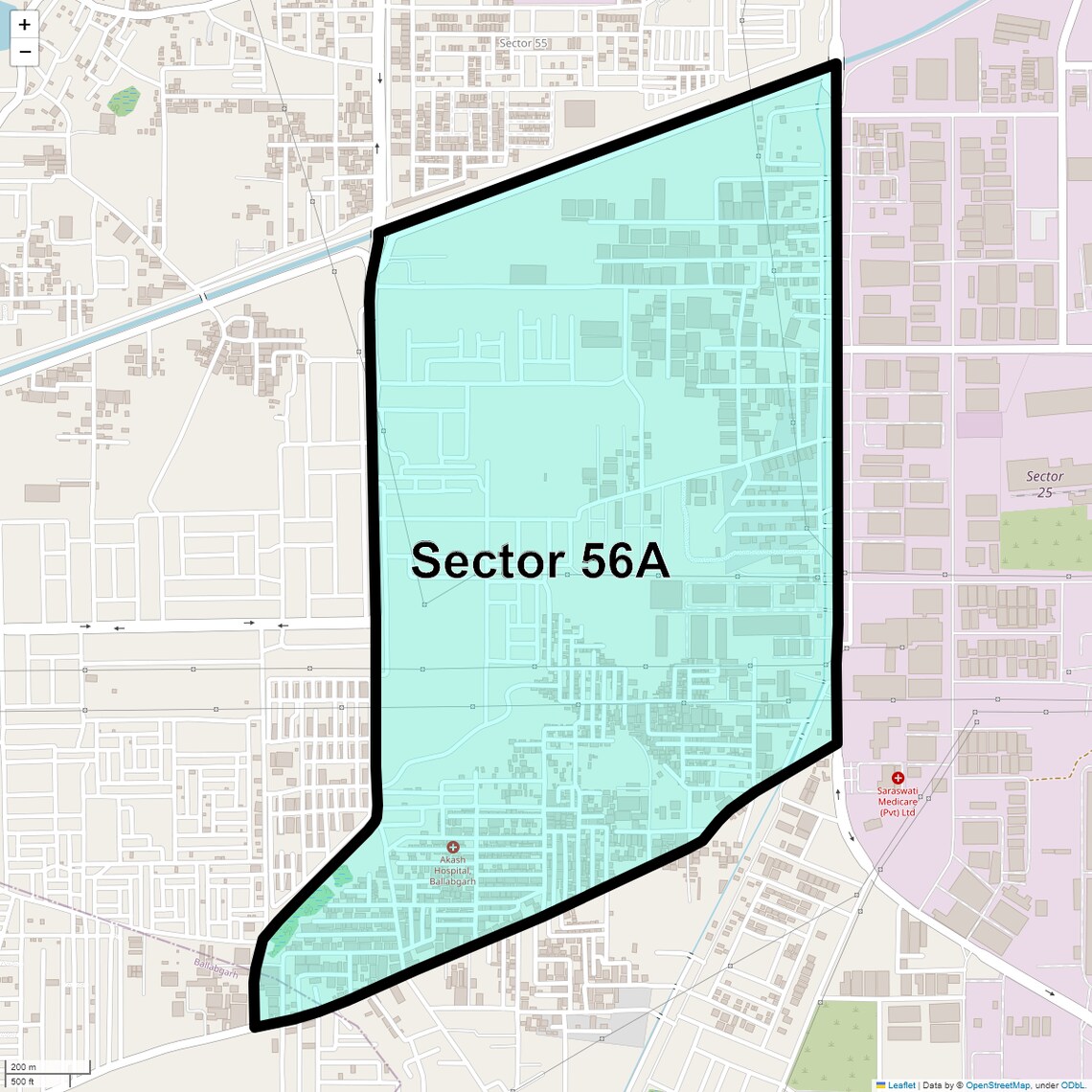 Location Map of Sector 56A, Faridabad