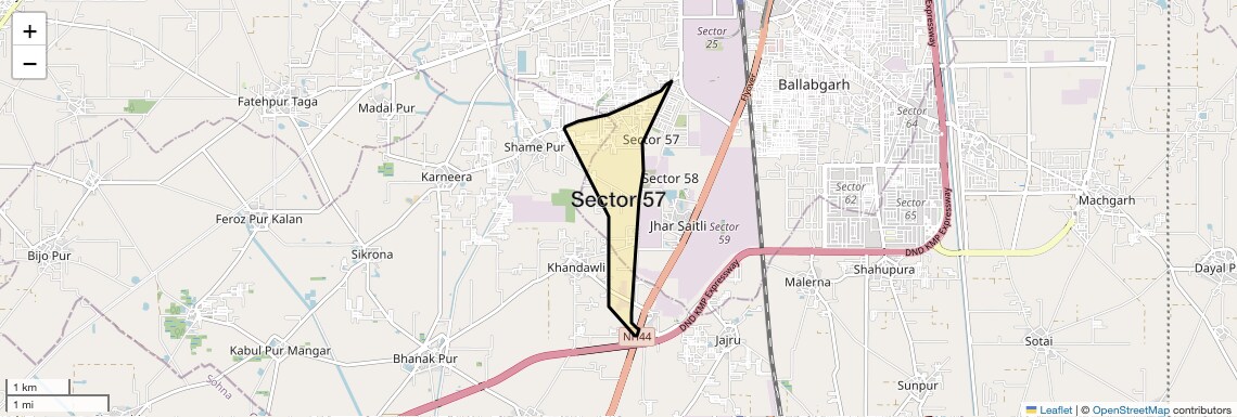 Location Map of Sector 57, Faridabad
