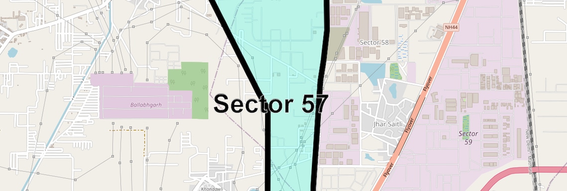 Location Map of Sector 57, Faridabad
