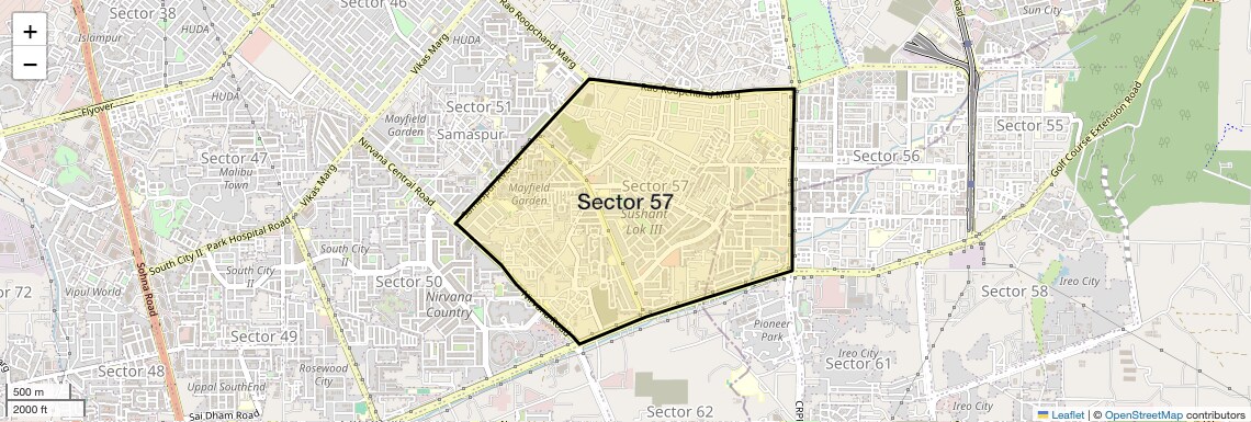 Location Map of Sector 57, Gurgaon