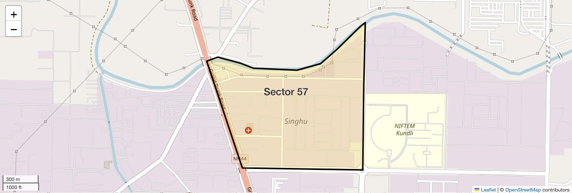 Location Map of Sector 57, Sonipat