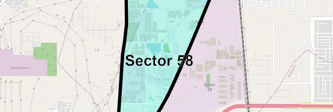 Location Map of Sector 58, Faridabad