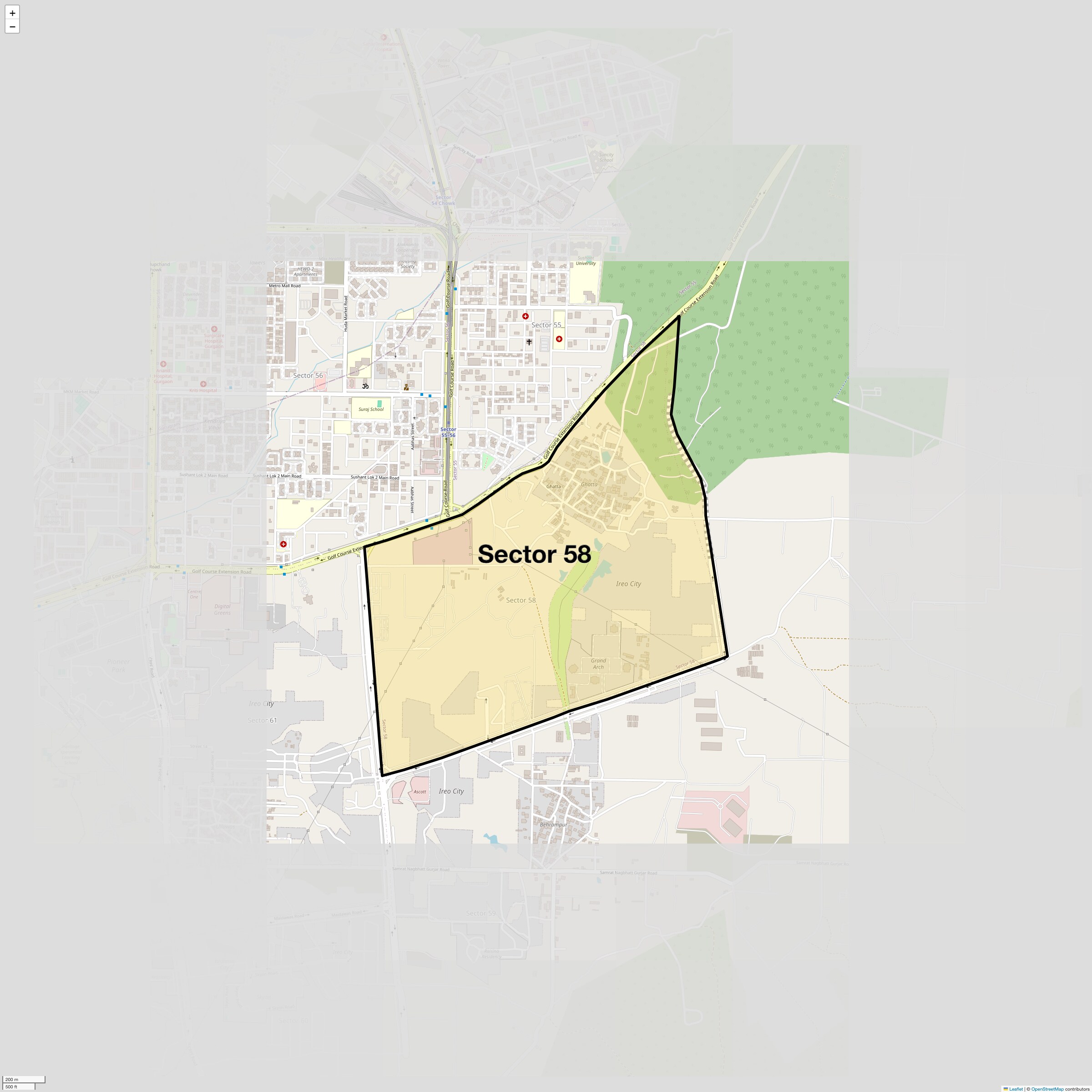 Location Map of Sector 58, Gurgaon
