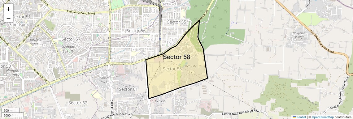 Location Map of Sector 58, Gurgaon