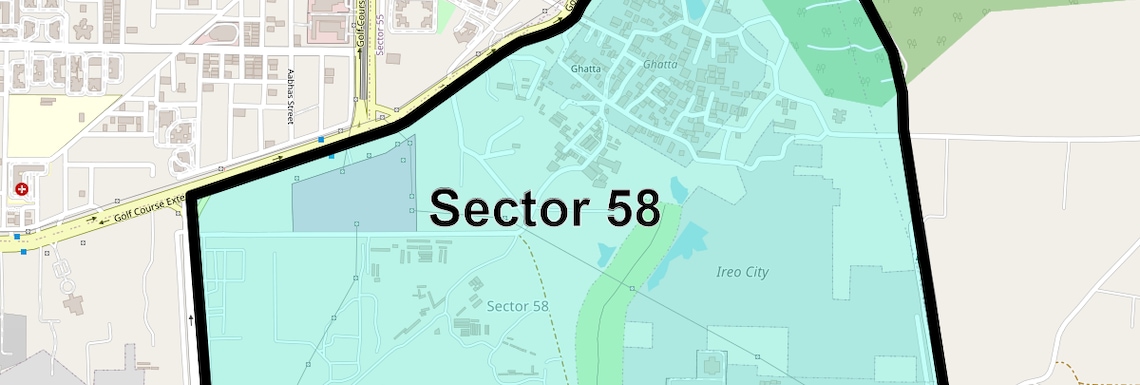 Location Map of Sector 58, Gurgaon