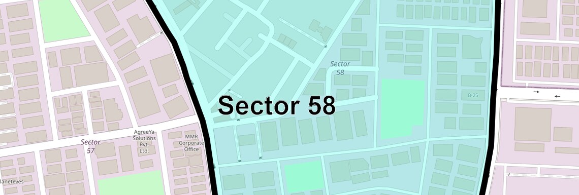 Location Map of Sector 58, Noida