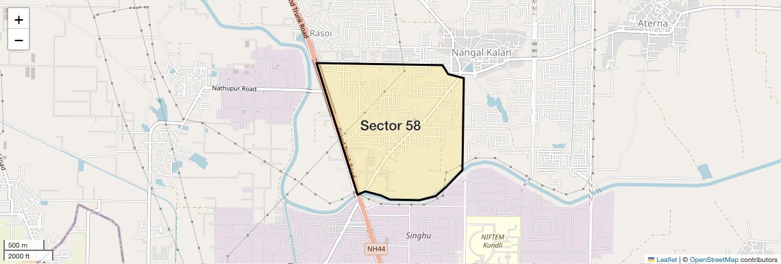 Location Map of Sector 58, Sonipat