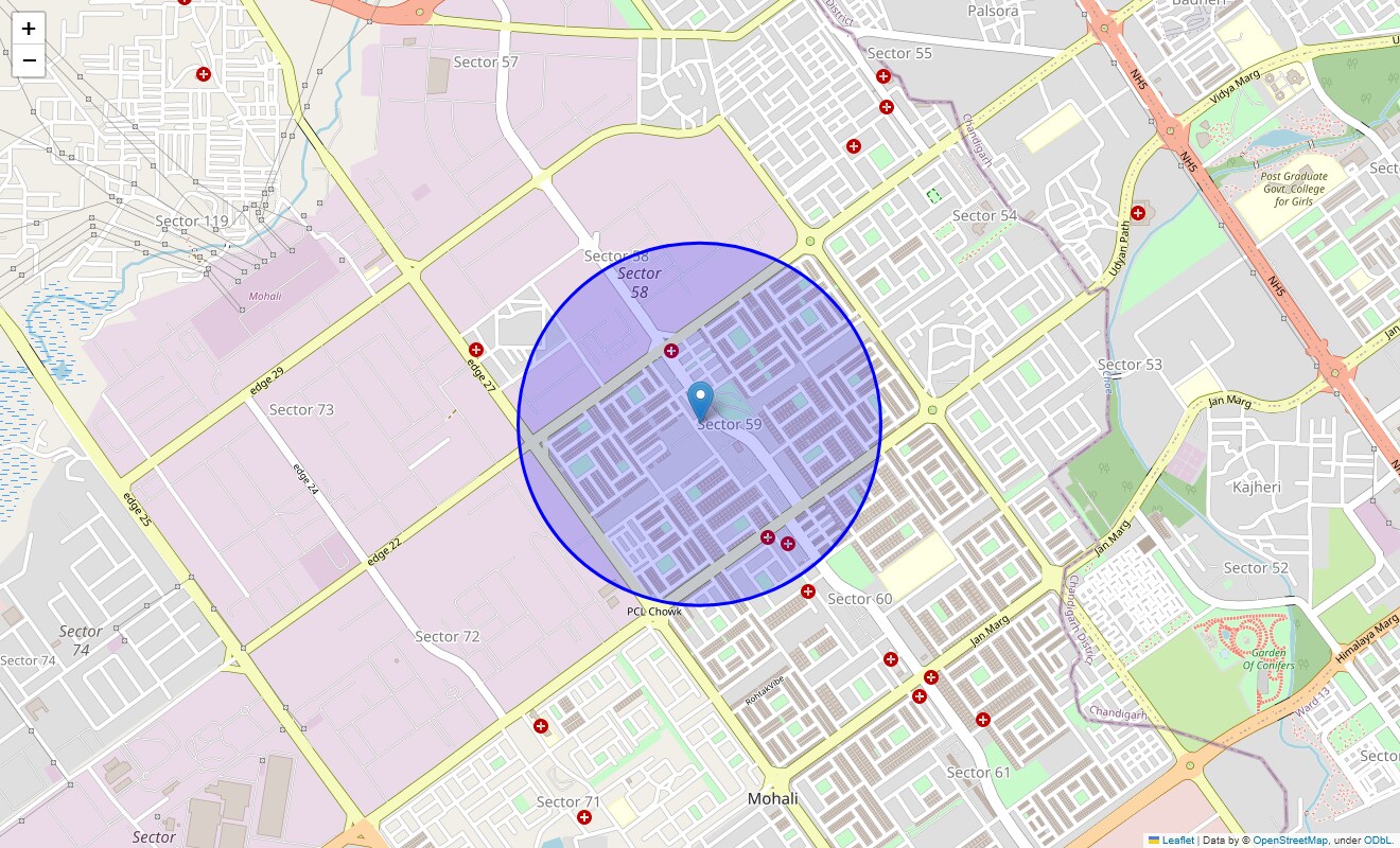 Location Map of Sector 59, Chandigarh