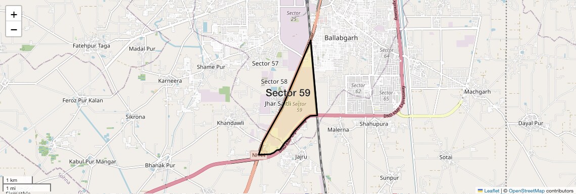 Location Map of Sector 59, Faridabad