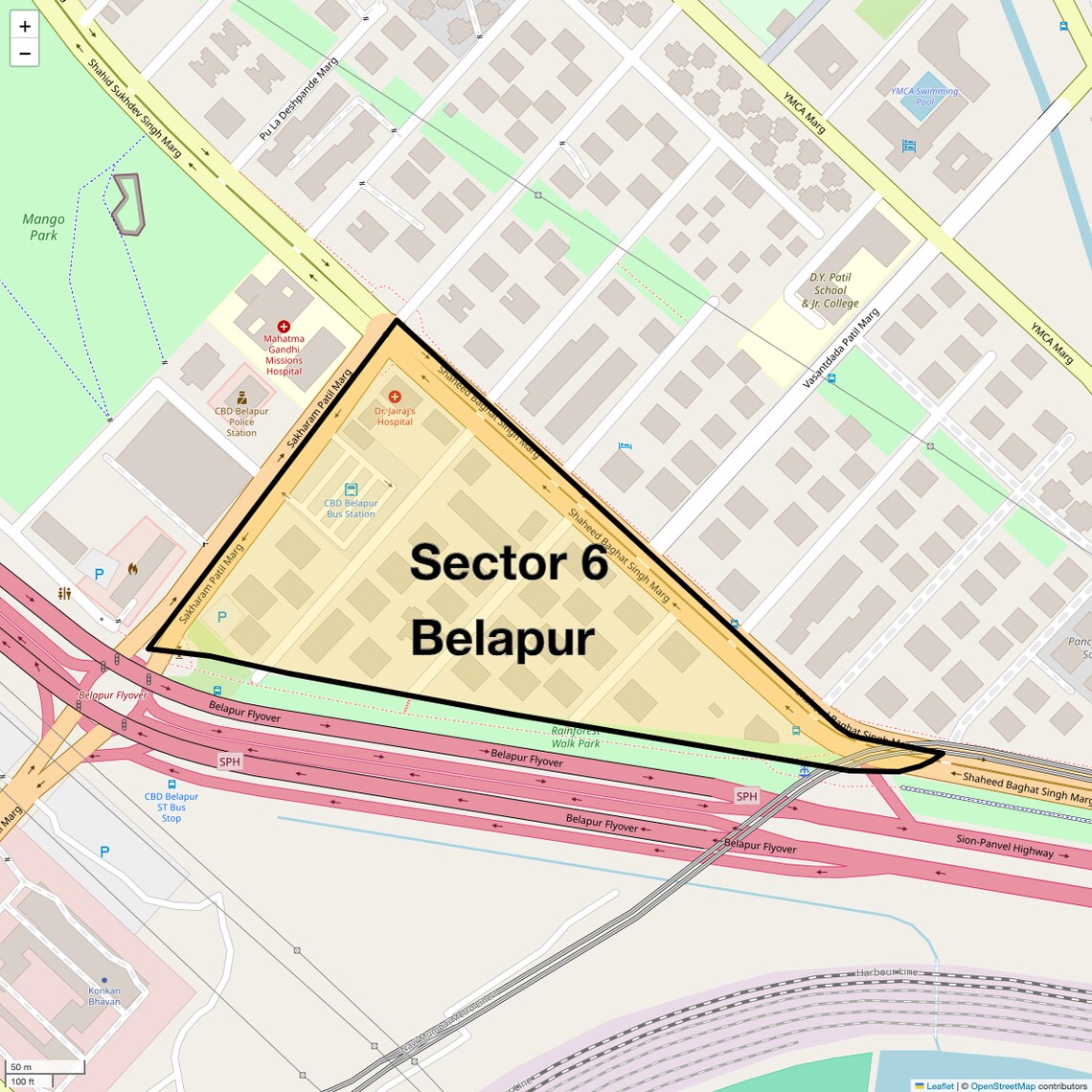 Location Map of Sector 6 Belapur, Navi Mumbai