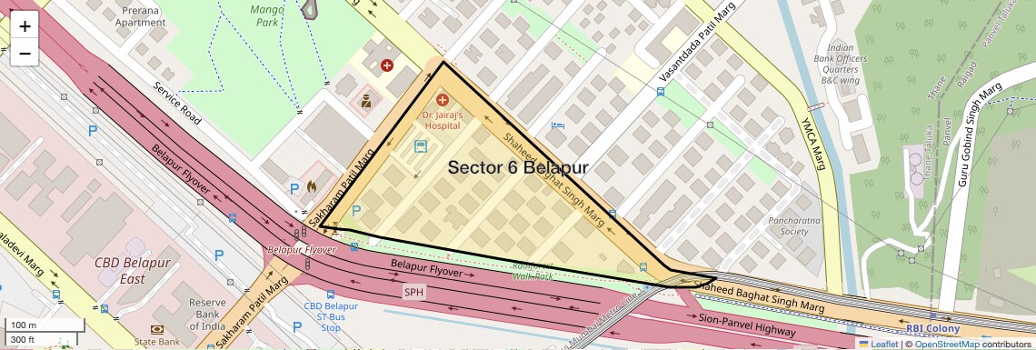 Location Map of Sector 6 Belapur, Navi Mumbai