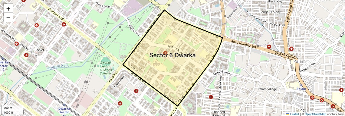 Location Map of Sector 6 Dwarka, Delhi