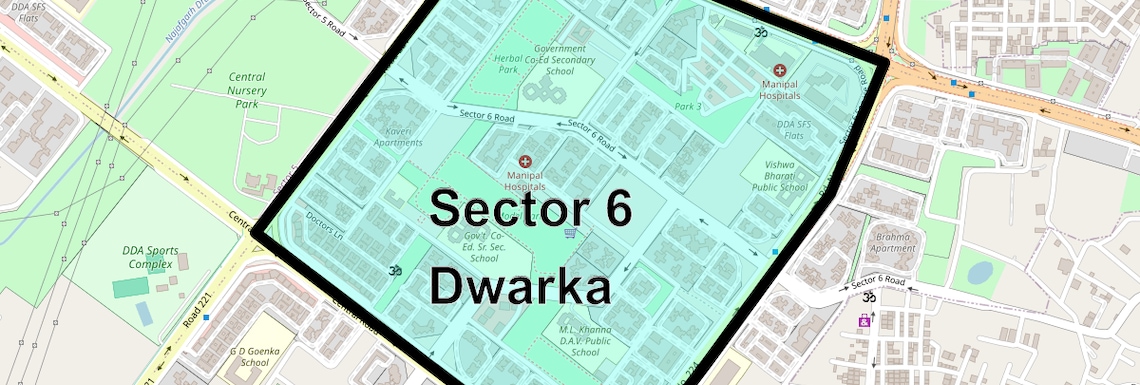 Location Map of Sector 6 Dwarka, Delhi