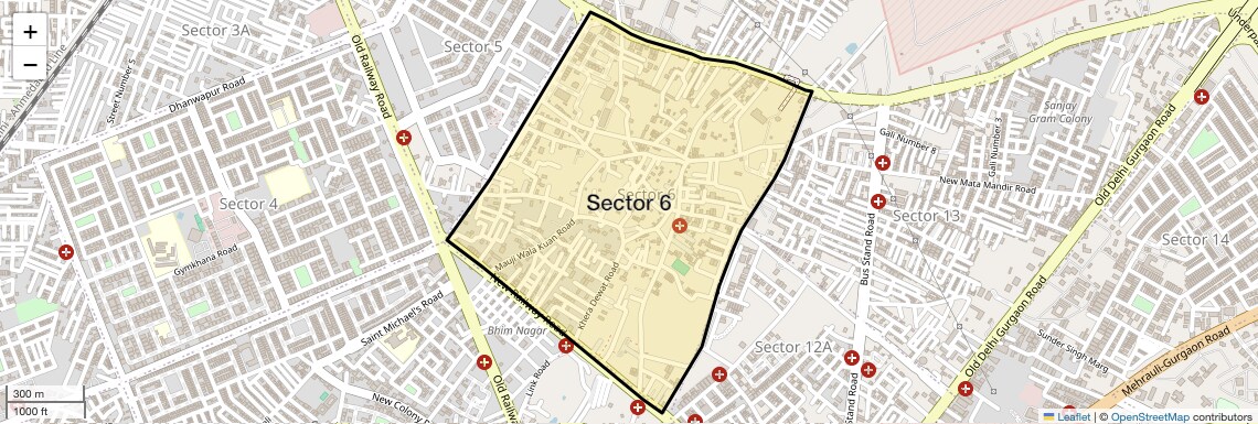 Location Map of Sector 6, Gurgaon