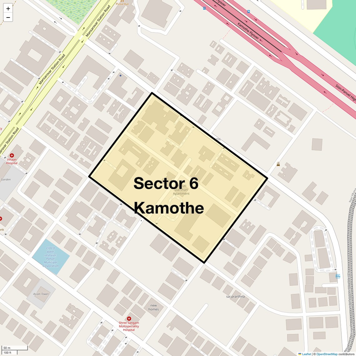Location Map of Sector 6 Kamothe, Navi Mumbai