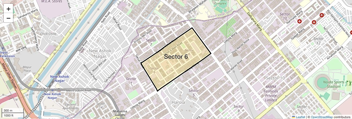 Location Map of Sector 6, Noida