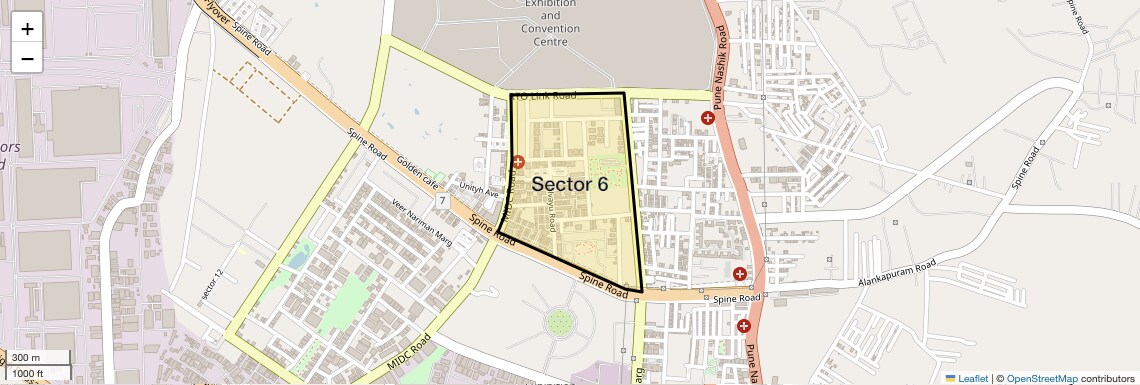 Location Map of Sector 6, Pune