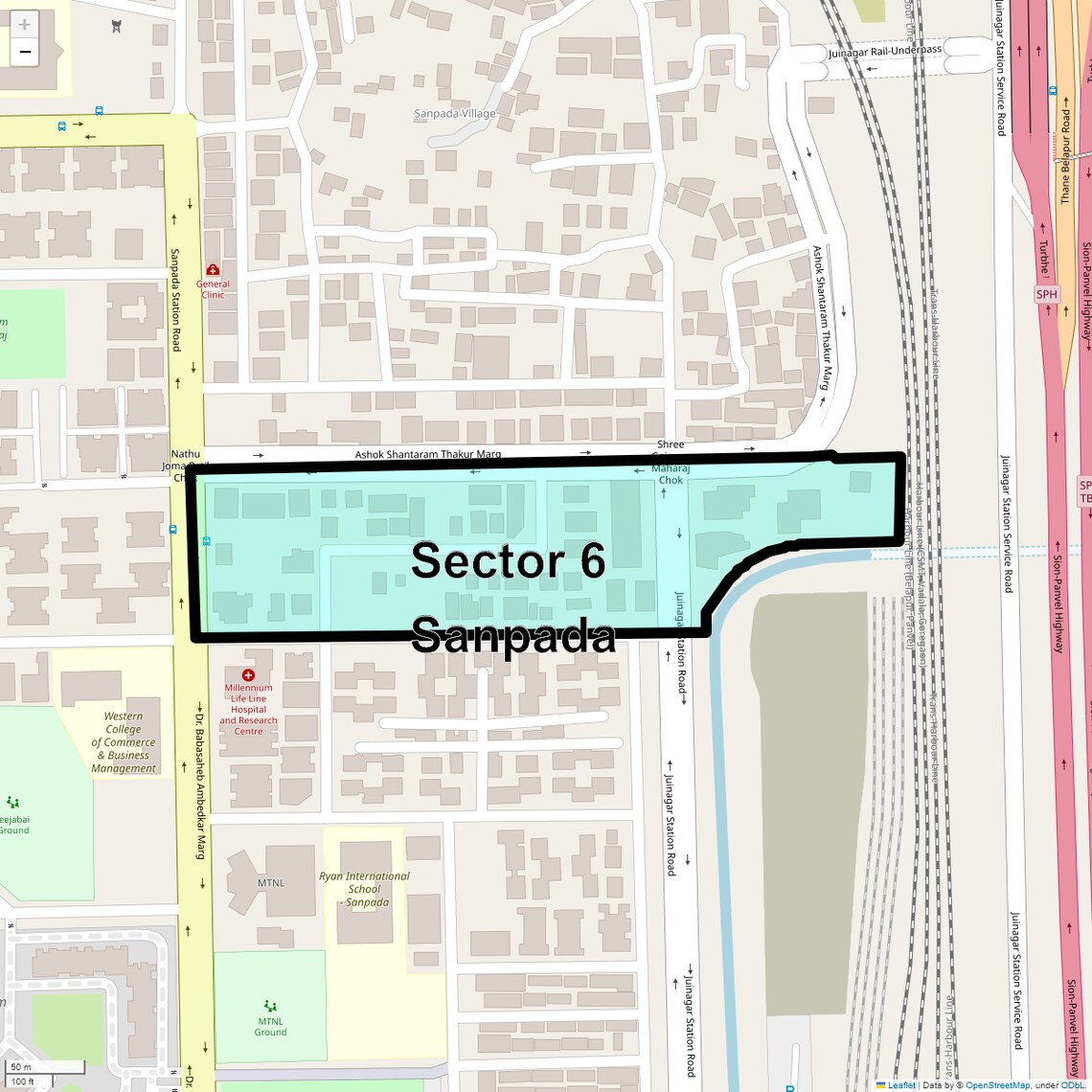 Location Map of Sector 6 Sanpada, Navi Mumbai