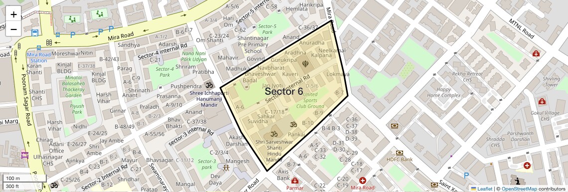 Location Map of Sector 6, Thane