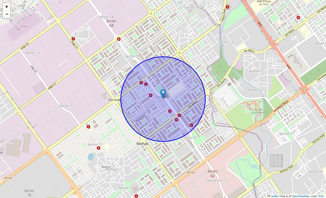 Location Map of Sector 60, Chandigarh