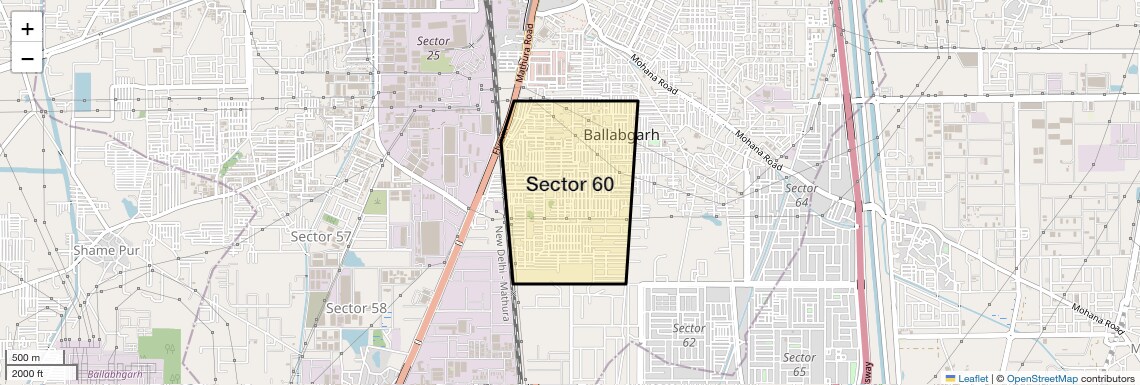Location Map of Sector 60, Faridabad