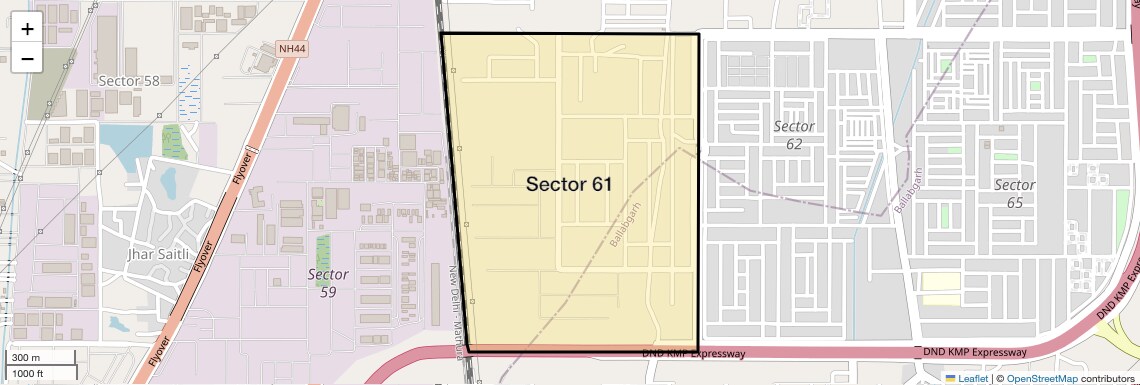 Location Map of Sector 61, Faridabad