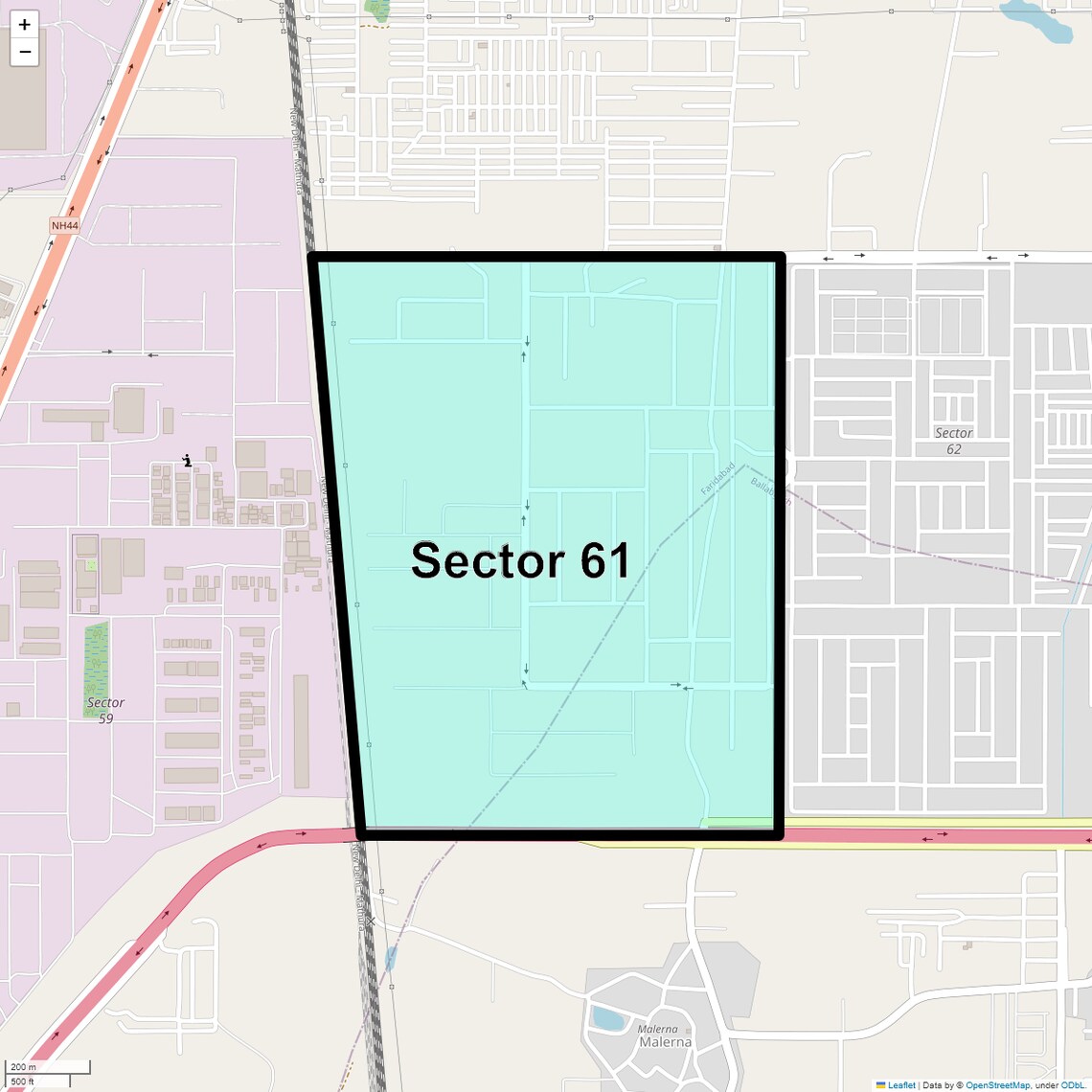 Location Map of Sector 61, Faridabad