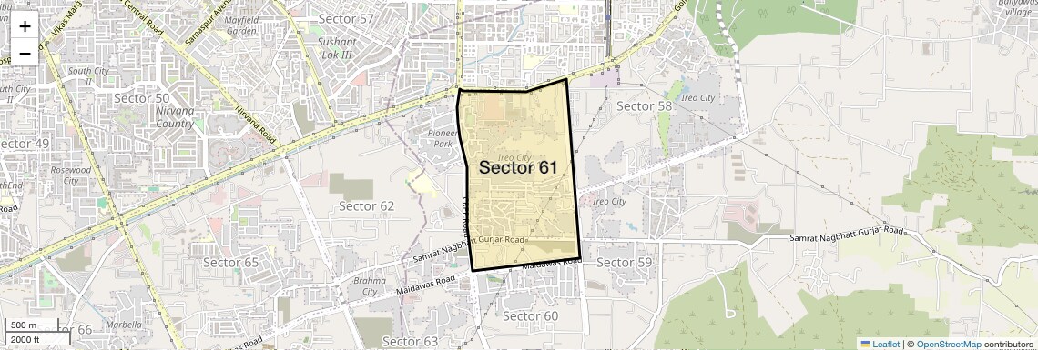Location Map of Sector 61, Gurgaon