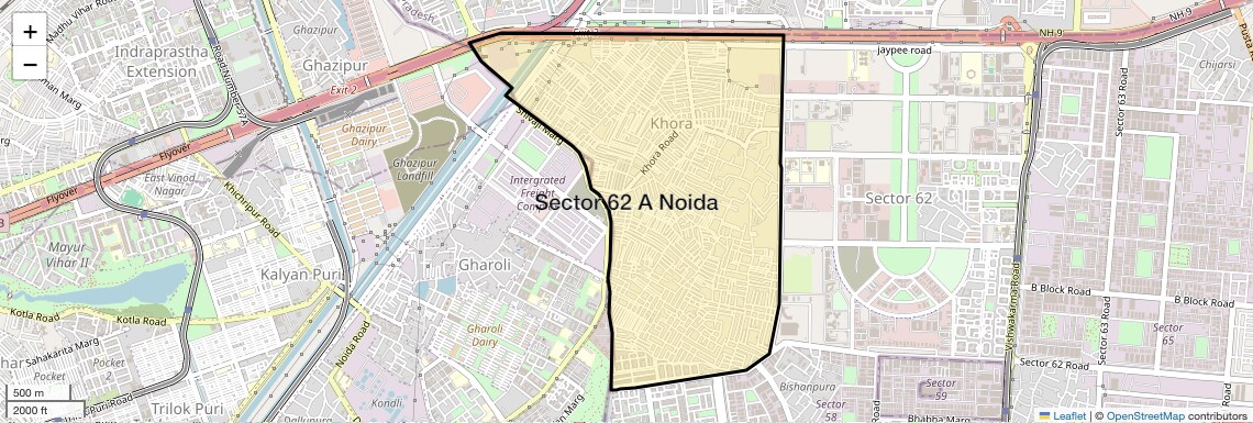 Location Map of Sector 62 A Noida, Noida