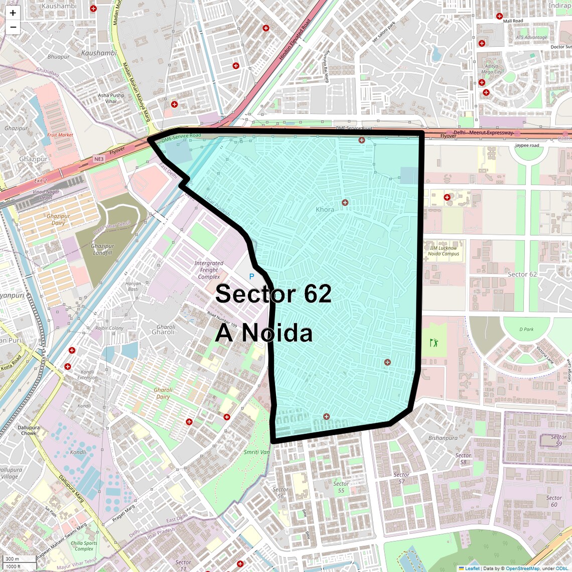 Location Map of Sector 62 A Noida, Noida
