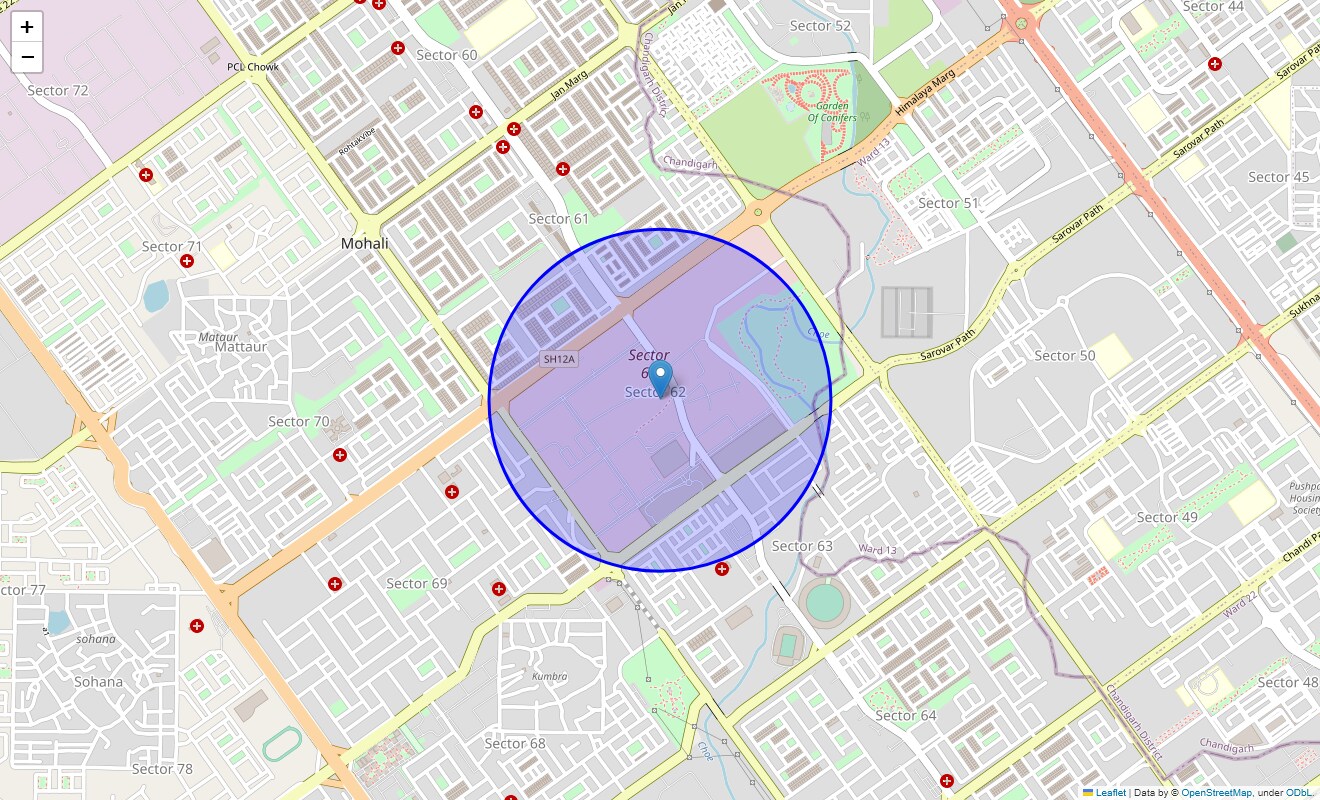 Location Map of Sector 62, Chandigarh