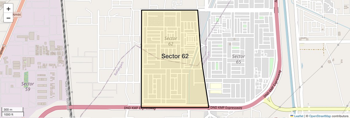 Location Map of Sector 62, Faridabad