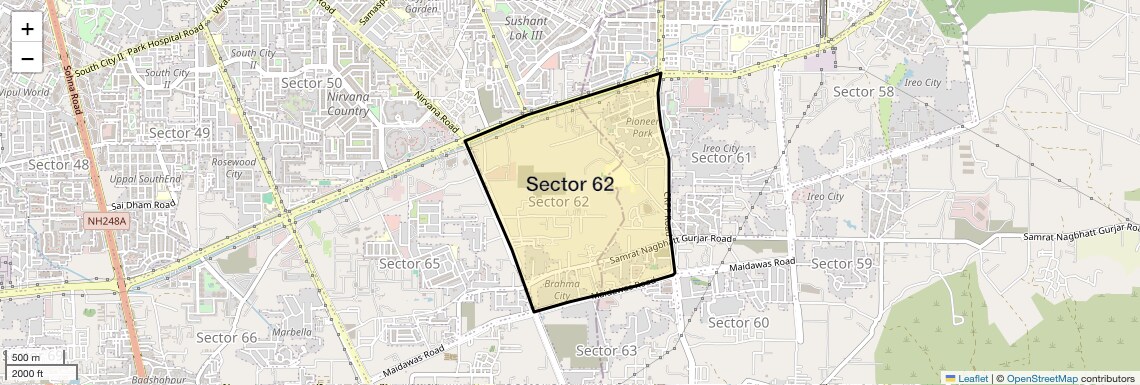 Location Map of Sector 62, Gurgaon
