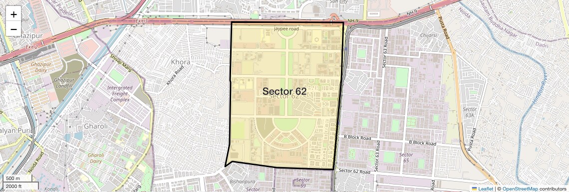 Location Map of Sector 62, Noida