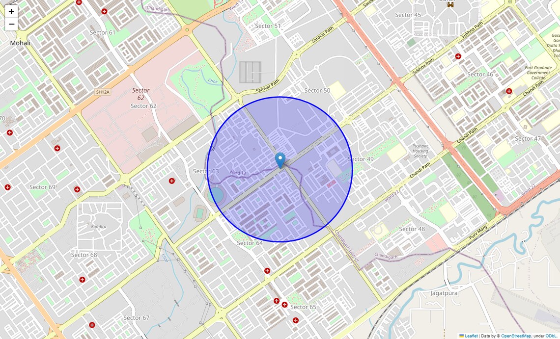 Location Map of Sector 63, Chandigarh