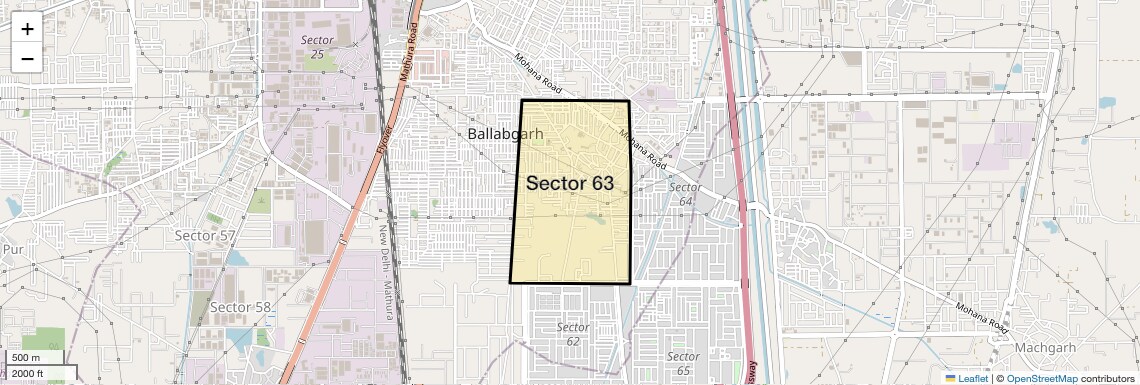Location Map of Sector 63, Faridabad