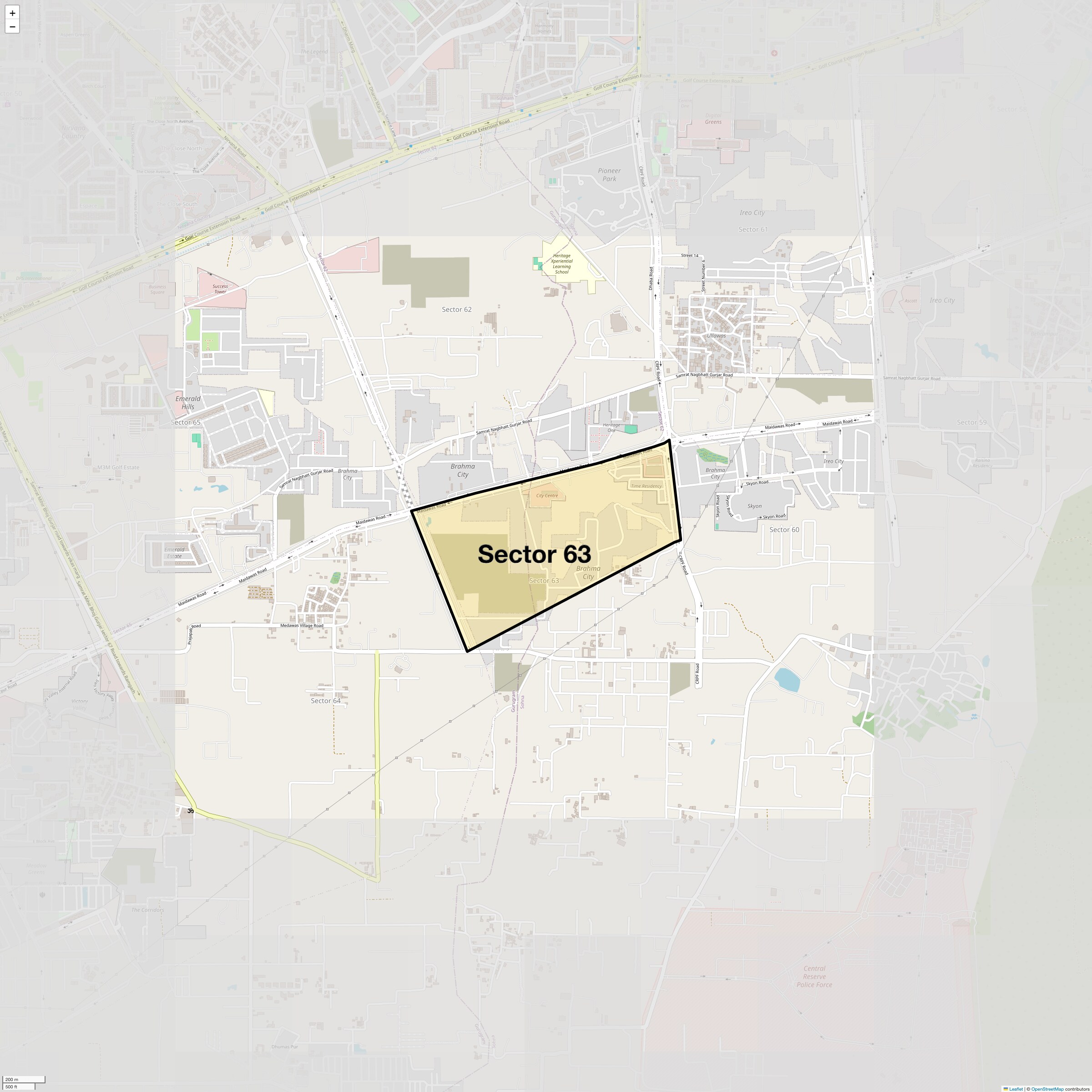 Location Map of Sector 63, Gurgaon