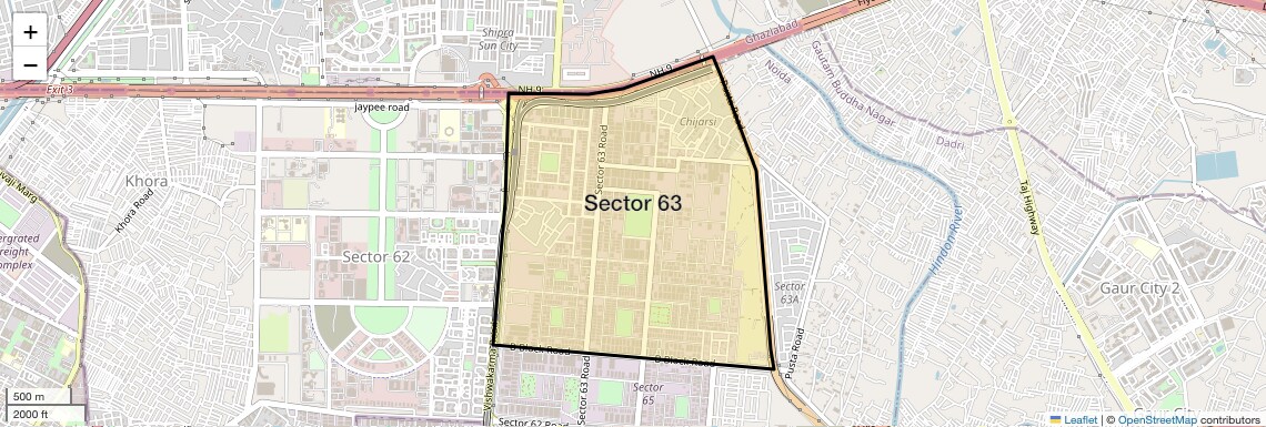 Location Map of Sector 63, Noida