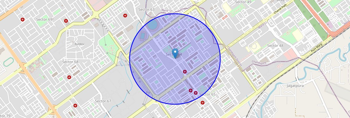 Location Map of Sector 64, Chandigarh