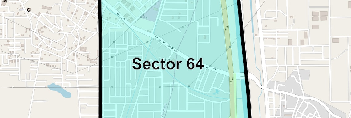 Location Map of Sector 64, Faridabad
