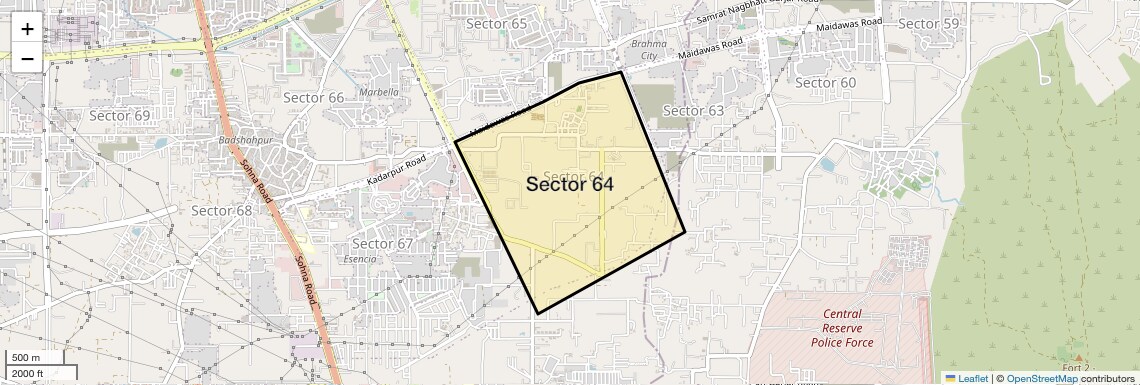 Location Map of Sector 64, Gurgaon