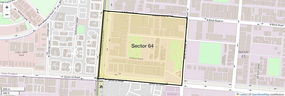 Location Map of Sector 64, Noida
